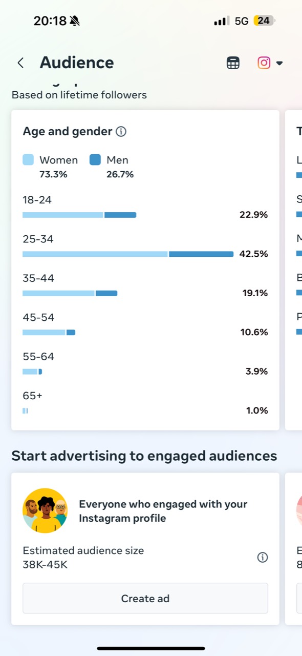 Instagram demographics supplied September 2026